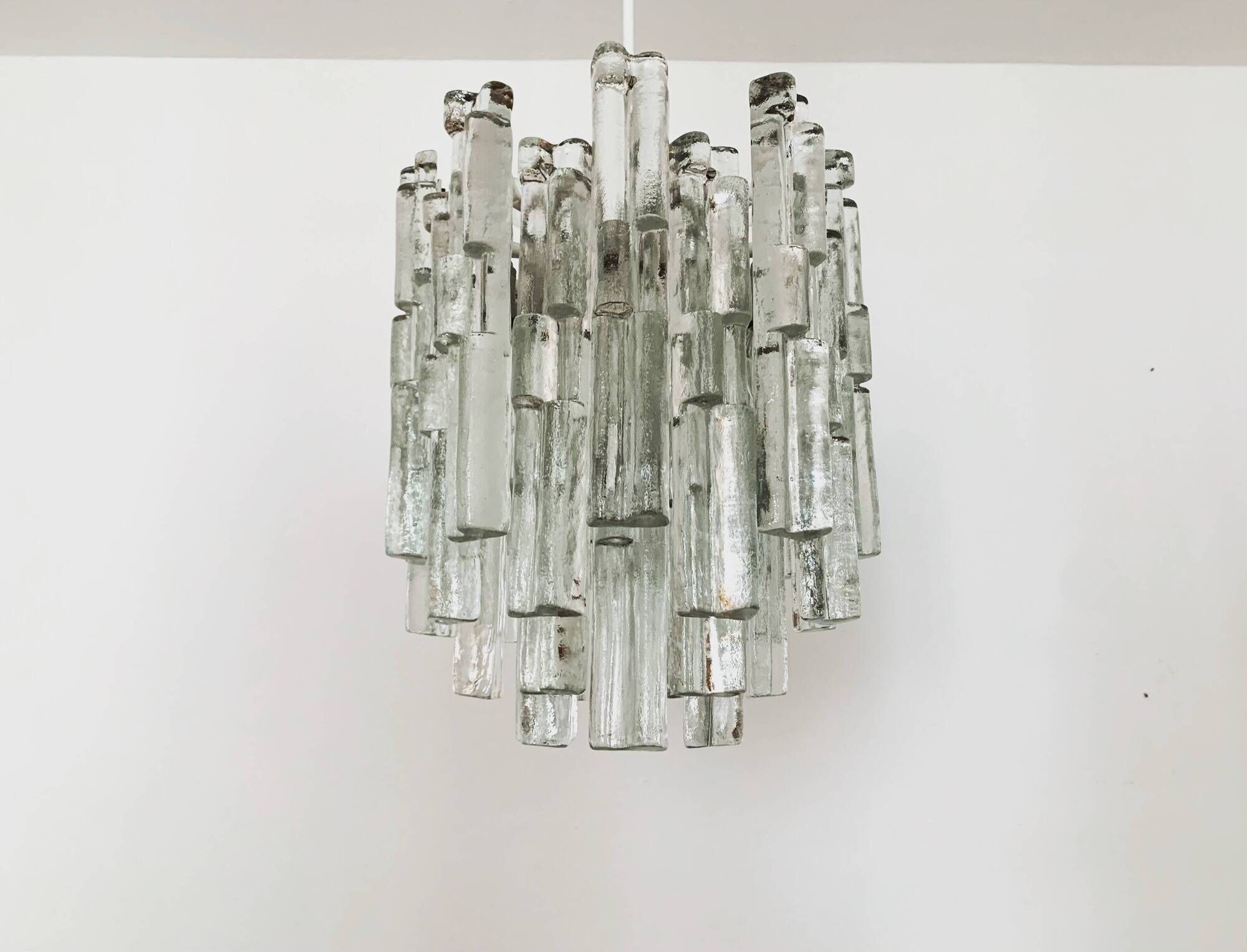 Large Ice Glass Chandelier by J.T. Kalmar