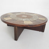 Tue Poulsen pour Haslev Møbelsnedkeri, table basse en pierre et chêne, Danemark années 1960