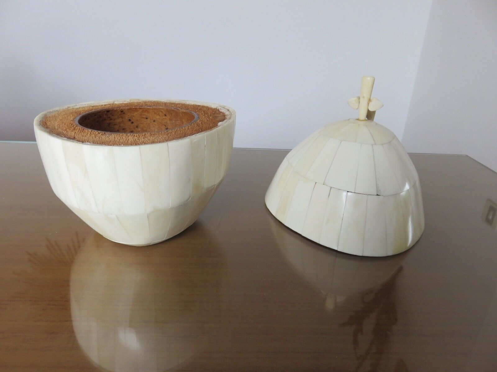 Ice bucket "coconut" bone marquetry 50s