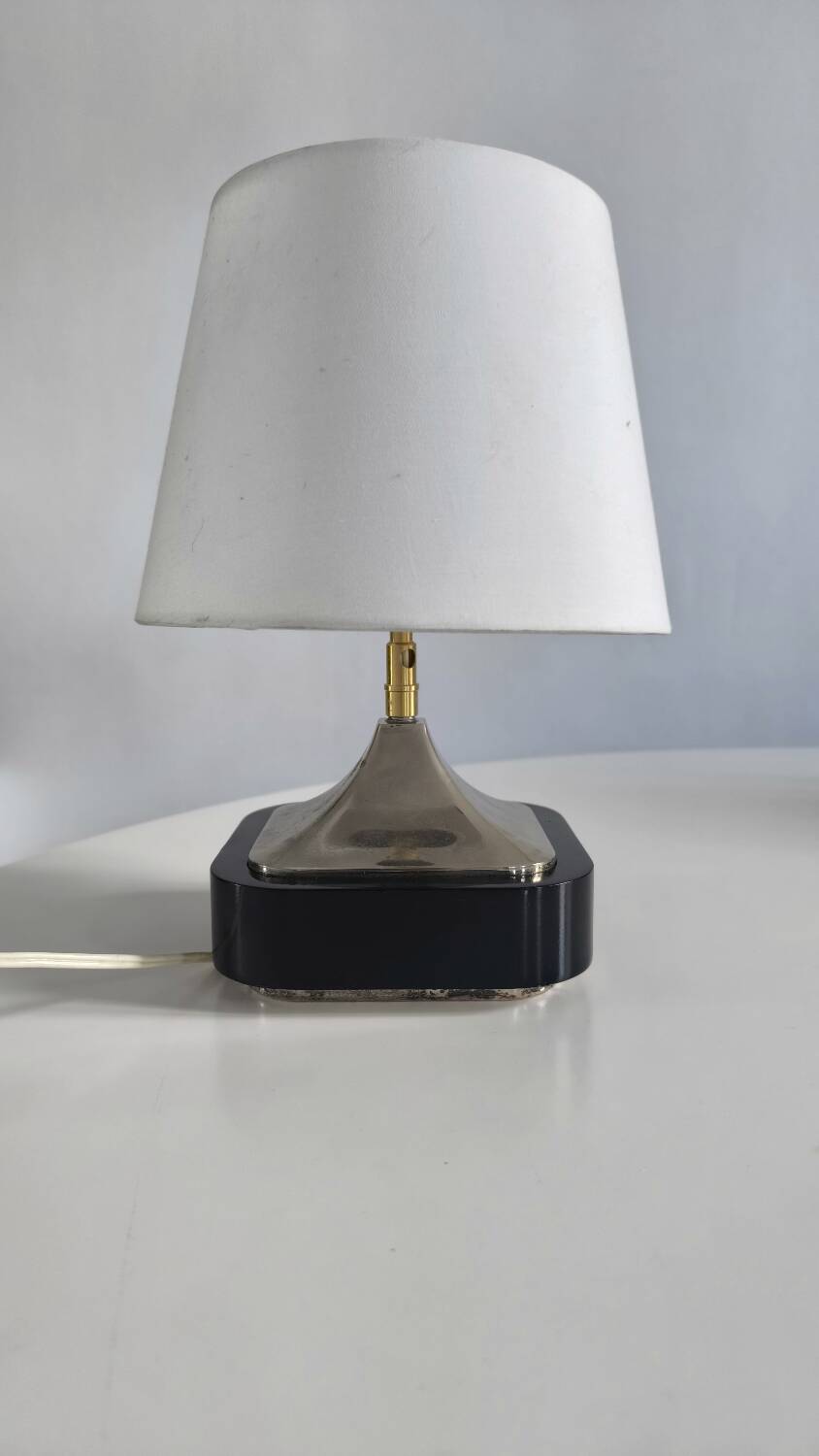 Silver-plated metal table lamp by Jean Curti, 1970