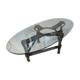 Table année 1970 en fer forgé cuir et verre
