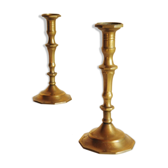 Paire de chandeliers en laiton années 70