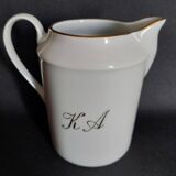 Eight-cup coffee service and creamer, Limoges porcelain, monogrammed