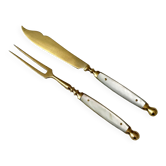 Antique Fruit Cutlery Set for 6 · Brass & Mother-of-Pearl · Original Box