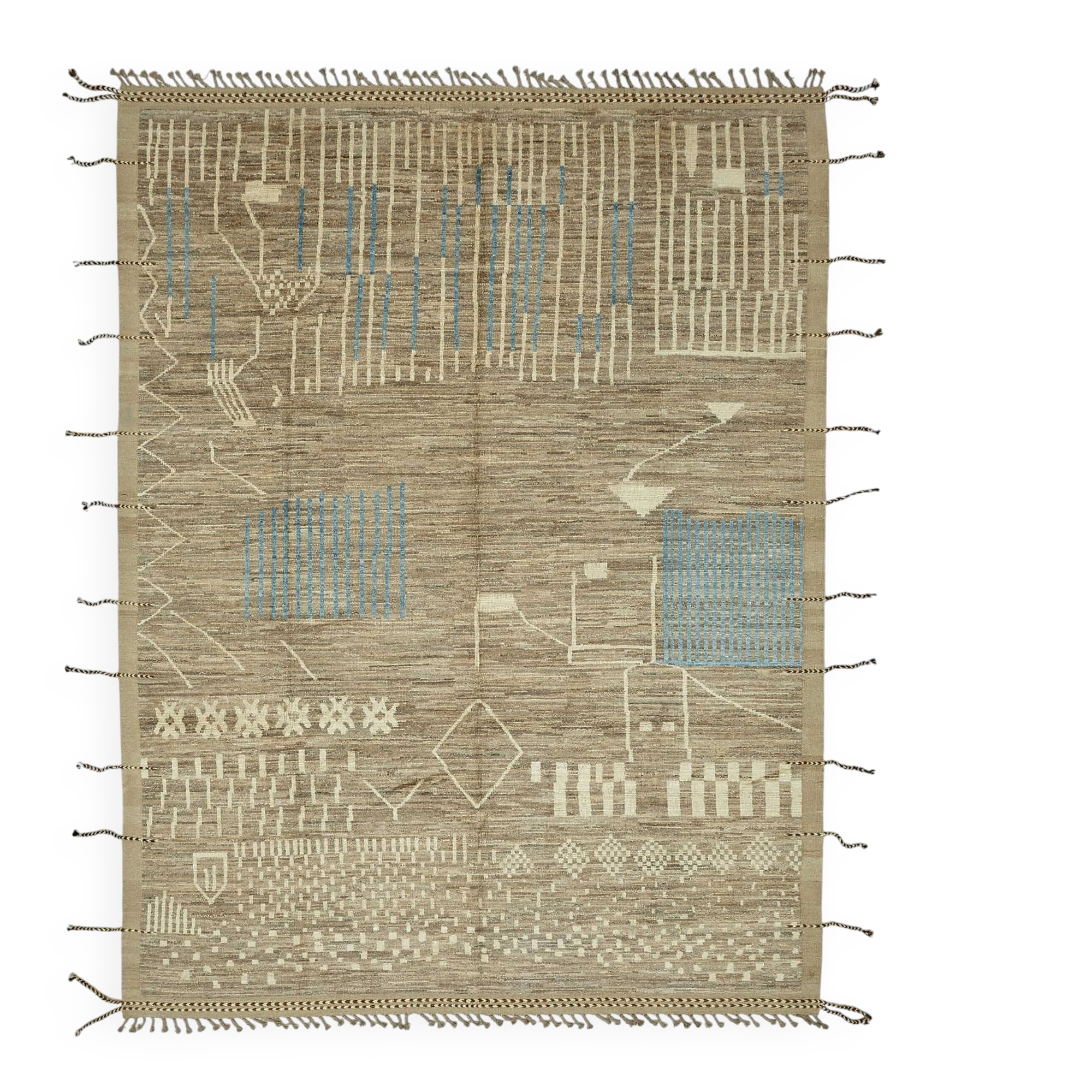 Handwoven Turkish Rustic 279 cm x 375 cm Brown Wool Carpet