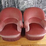 Pair of pink toad armchairs