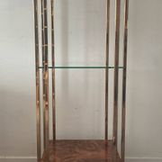 Belgochrom OR 23K side table and elm magnifying glass from the 1970s.