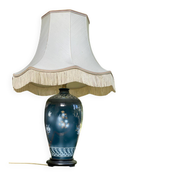 Grande lampe céramique Louis Drimmer France peinte à la main 1980