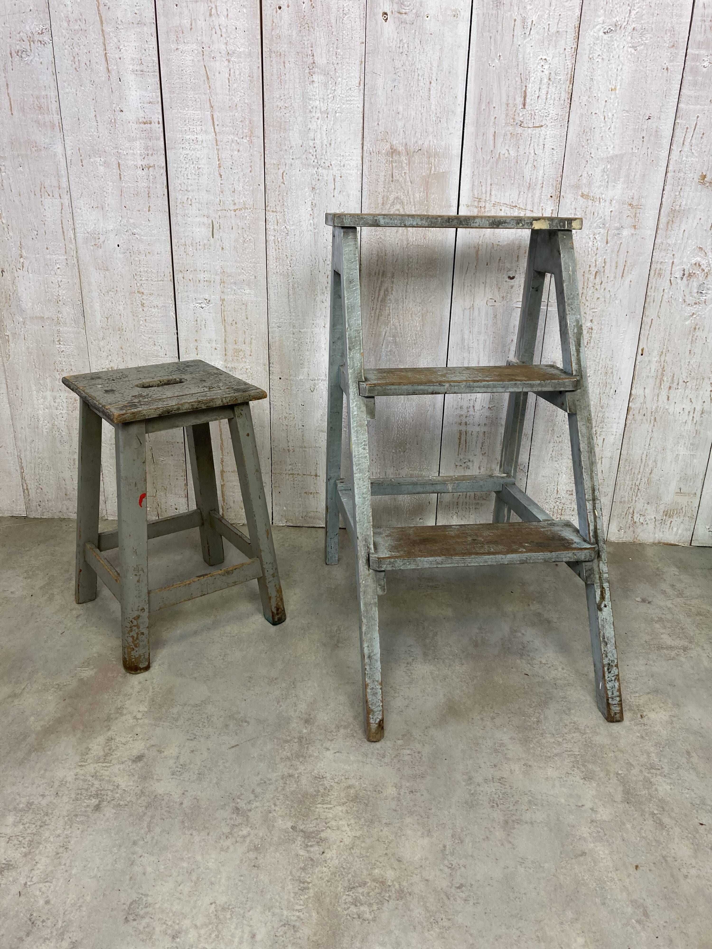 Stool and workshop step ladder set