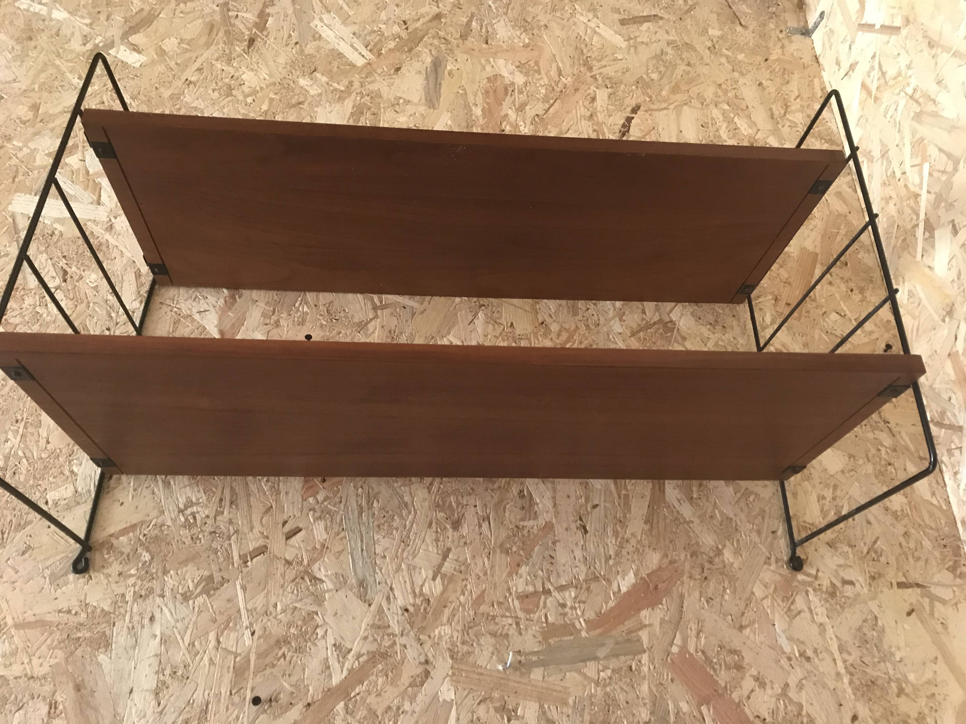 Vintage two-tier wall shelf string