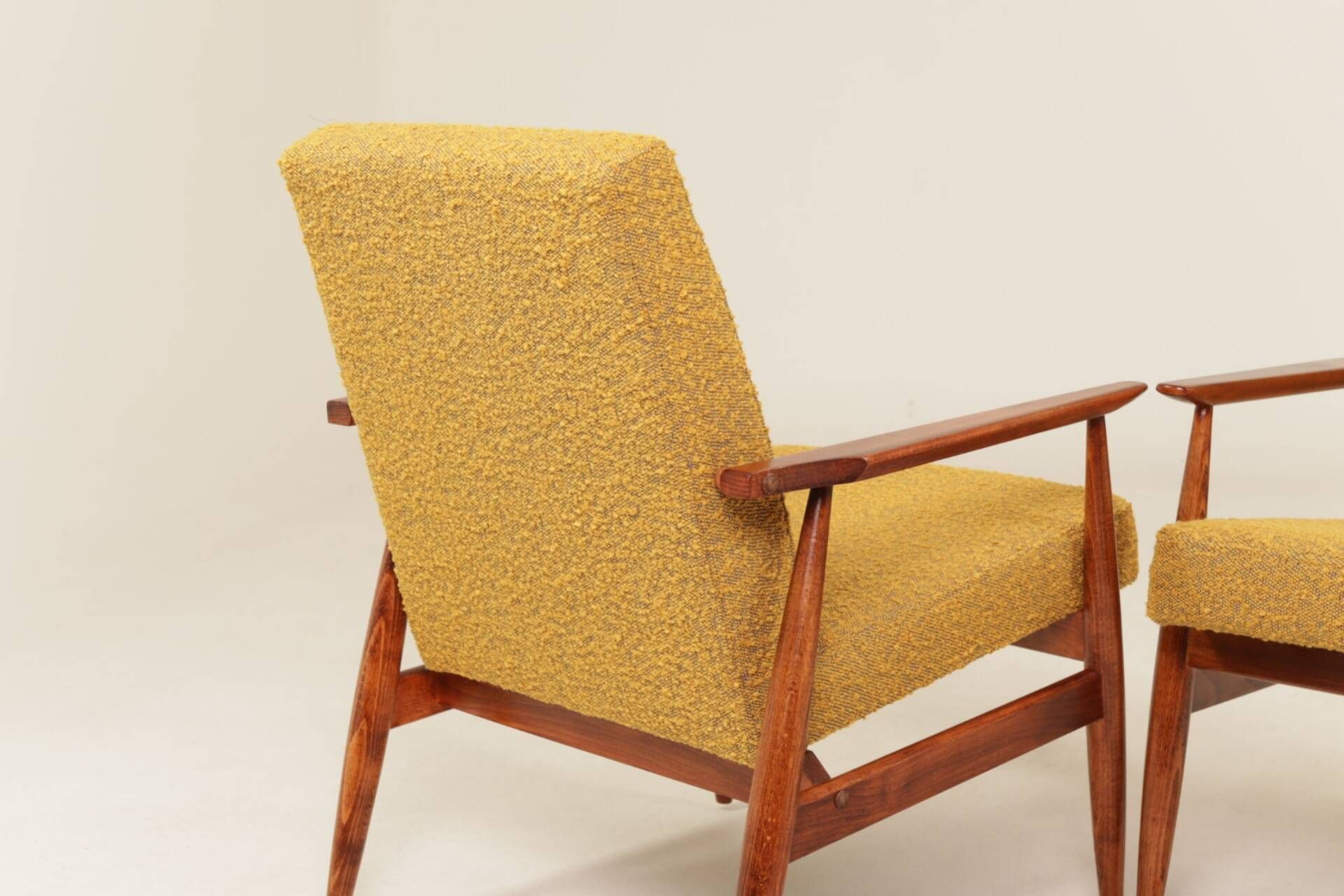 Two Lounge Chairs Vintage Mustard Boucle,  Mid Century Design, 1960