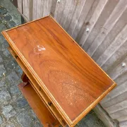 Vintage Wooden Console Table with Lyre Legs — Empire Directoire Style 1960