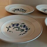 Flat plates series of six earthenware Longchamp décor Simone