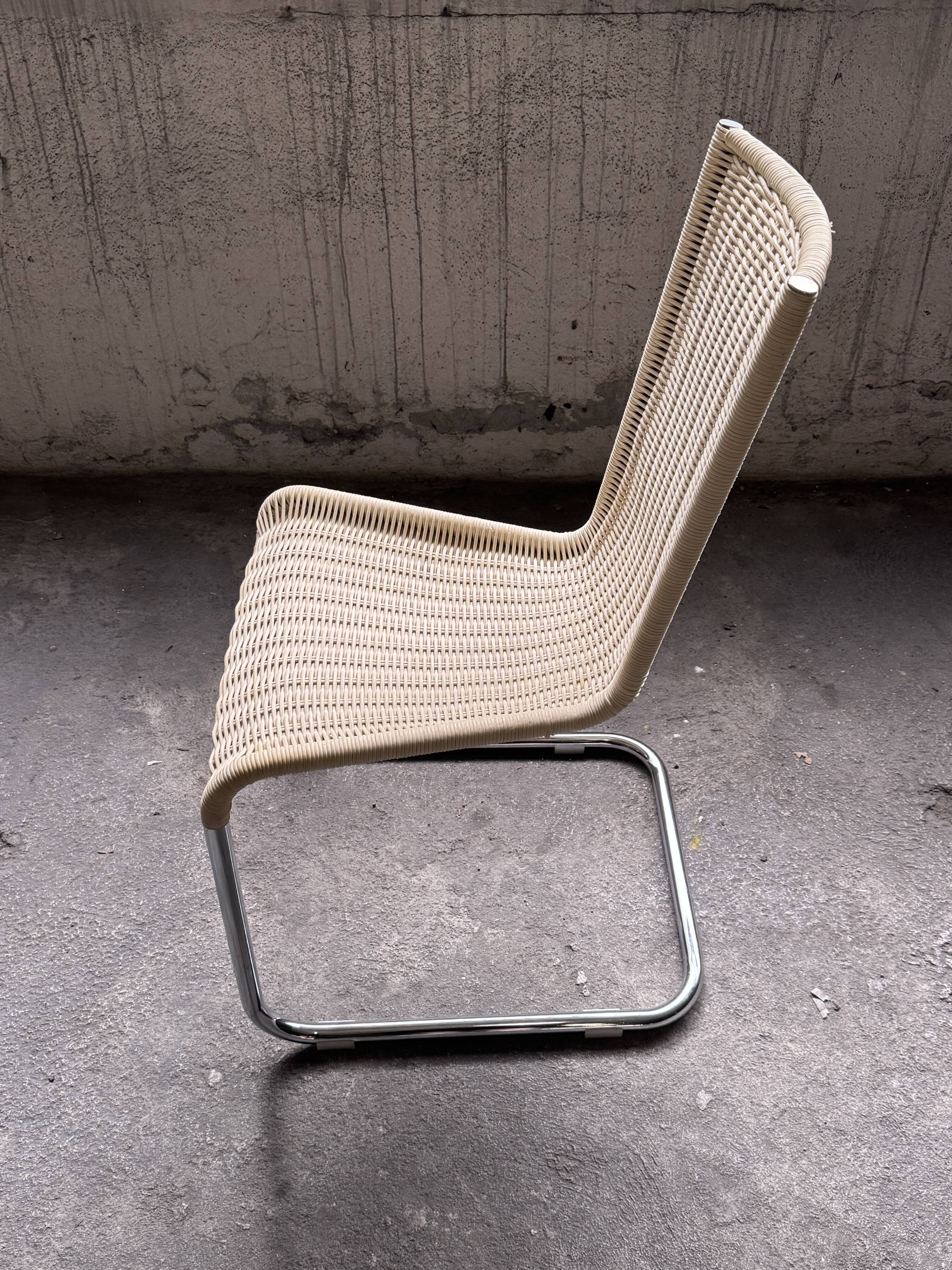 Set of 6 Tecta WK 724 Cantilever Chairs in Metal and Cream Wicker – 1980s