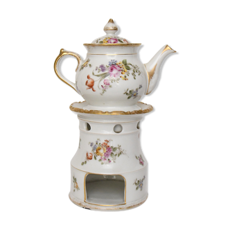 Tisanière théière en porcelaine à décor floral