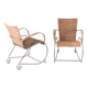 Pair of rattan and iron armchairs