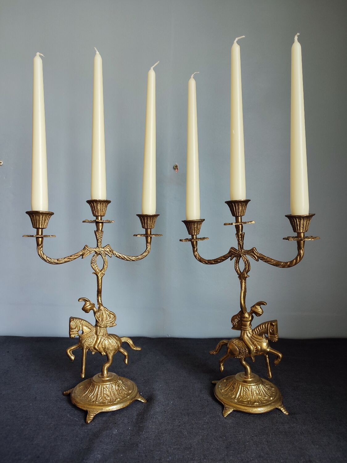 Set of two vintage jumper candlesticks