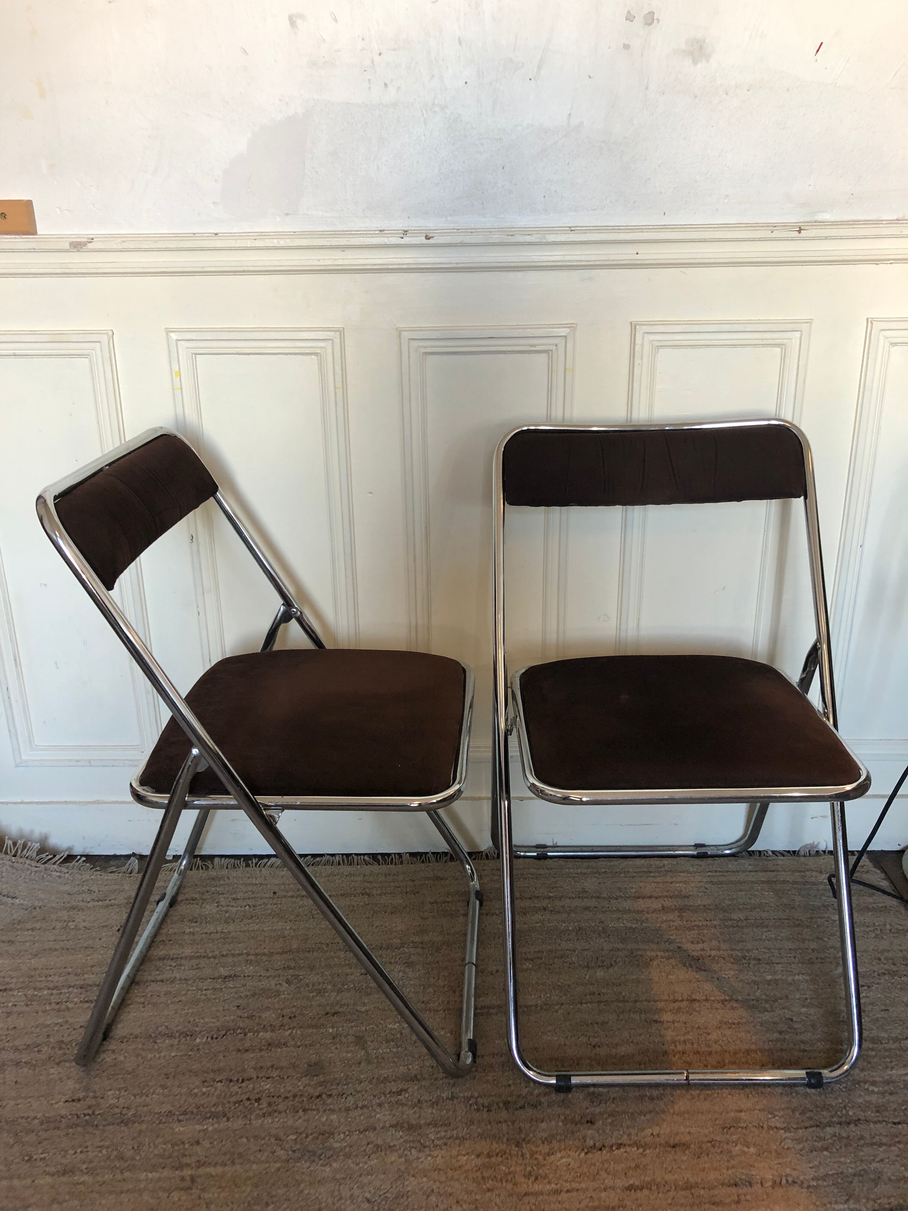 Pair of folding chairs chrome