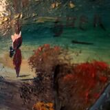 Small frame in gilded metal and painting on wood