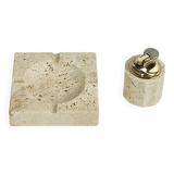 70' travertine ashtray and lighter
