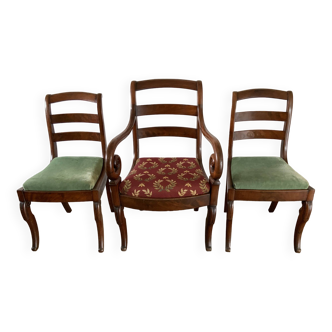 Lot 1 armchair and 2 mahogany empire chairs