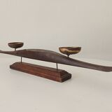 Vintage chandelier in solid carved teak.