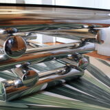 Chrome & smoked glass coffee table