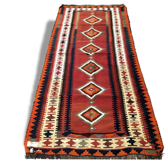 Tapis tissé Persan: Kilim Gashqai 283x121 cm - Iran - vers 1970