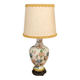 Cloisonné lamp China mid-20th century floral decor