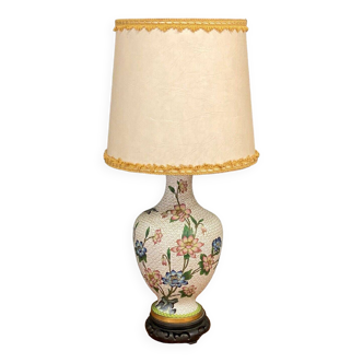 Lampe cloisonnée Chine milieu XXe décor floral