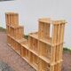Pair of vintage pine "staircase" bookcase shelves - 1970s