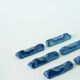 Set of 6 ceramic knife holders, handcrafted, Blue, 1970