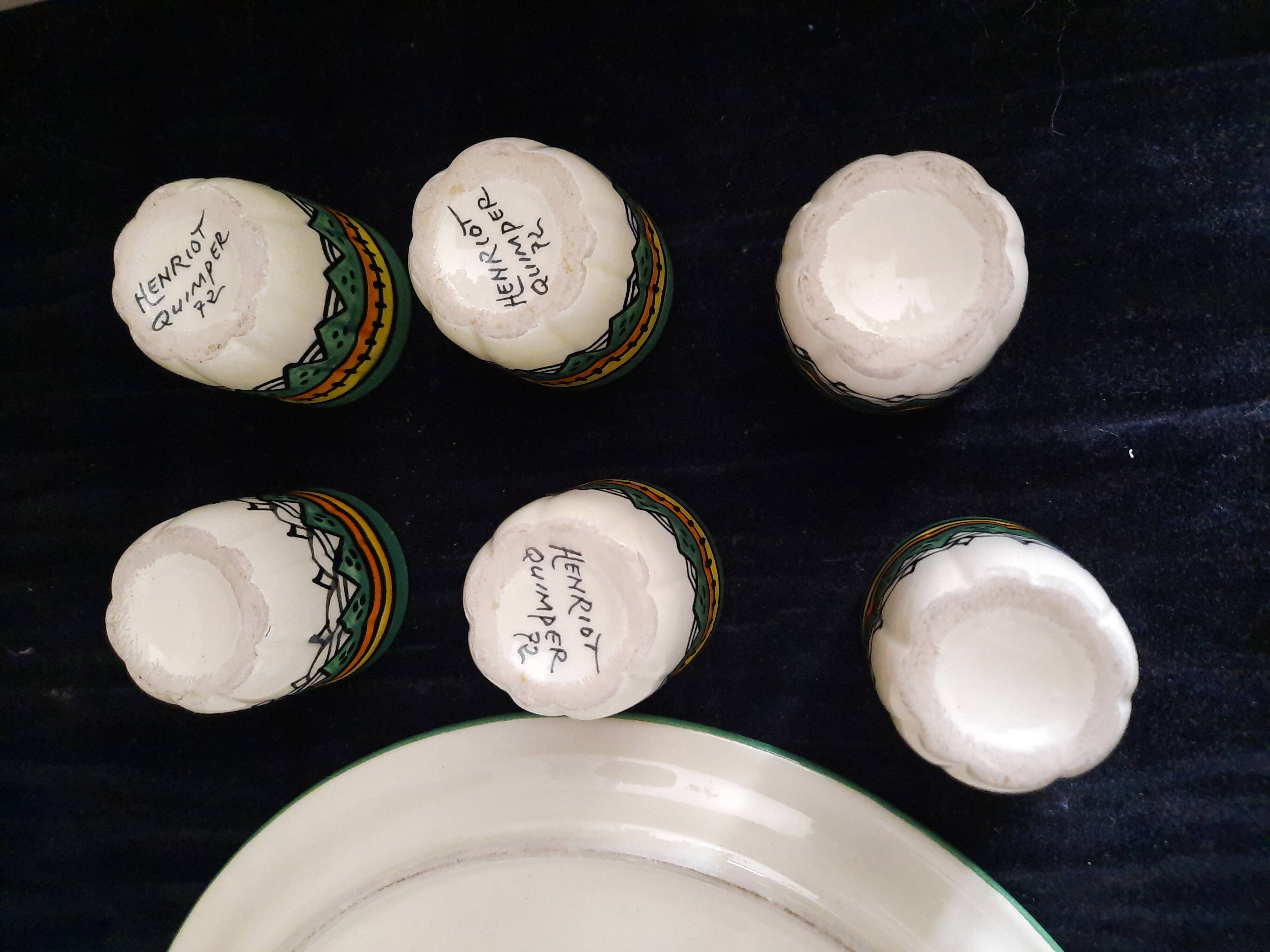 Service à liqueur ou Calvados en faïence de Henriot Quimper