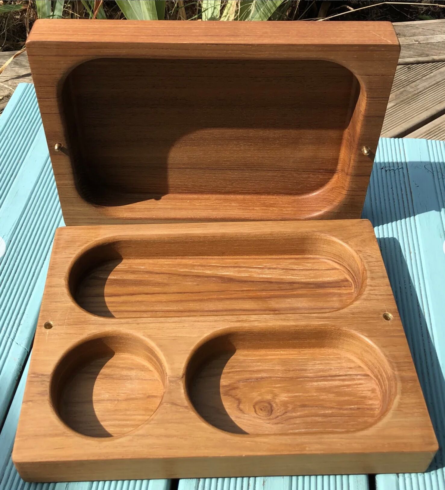 Massive Danish-made teak box 60s without hinges