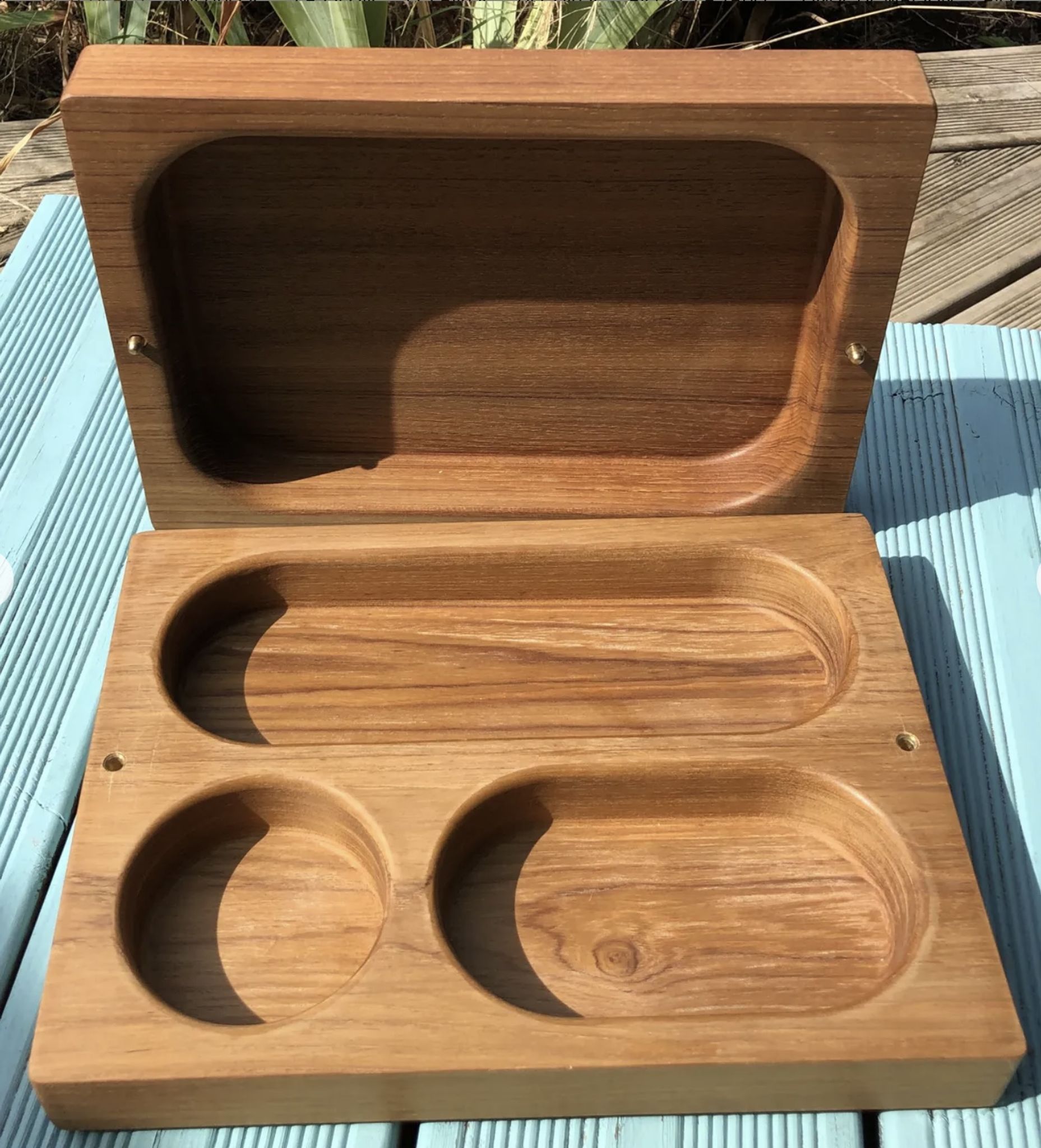 Massive Danish-made teak box 60s without hinges