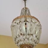 Lustre montgolfière, pampilles, ancien