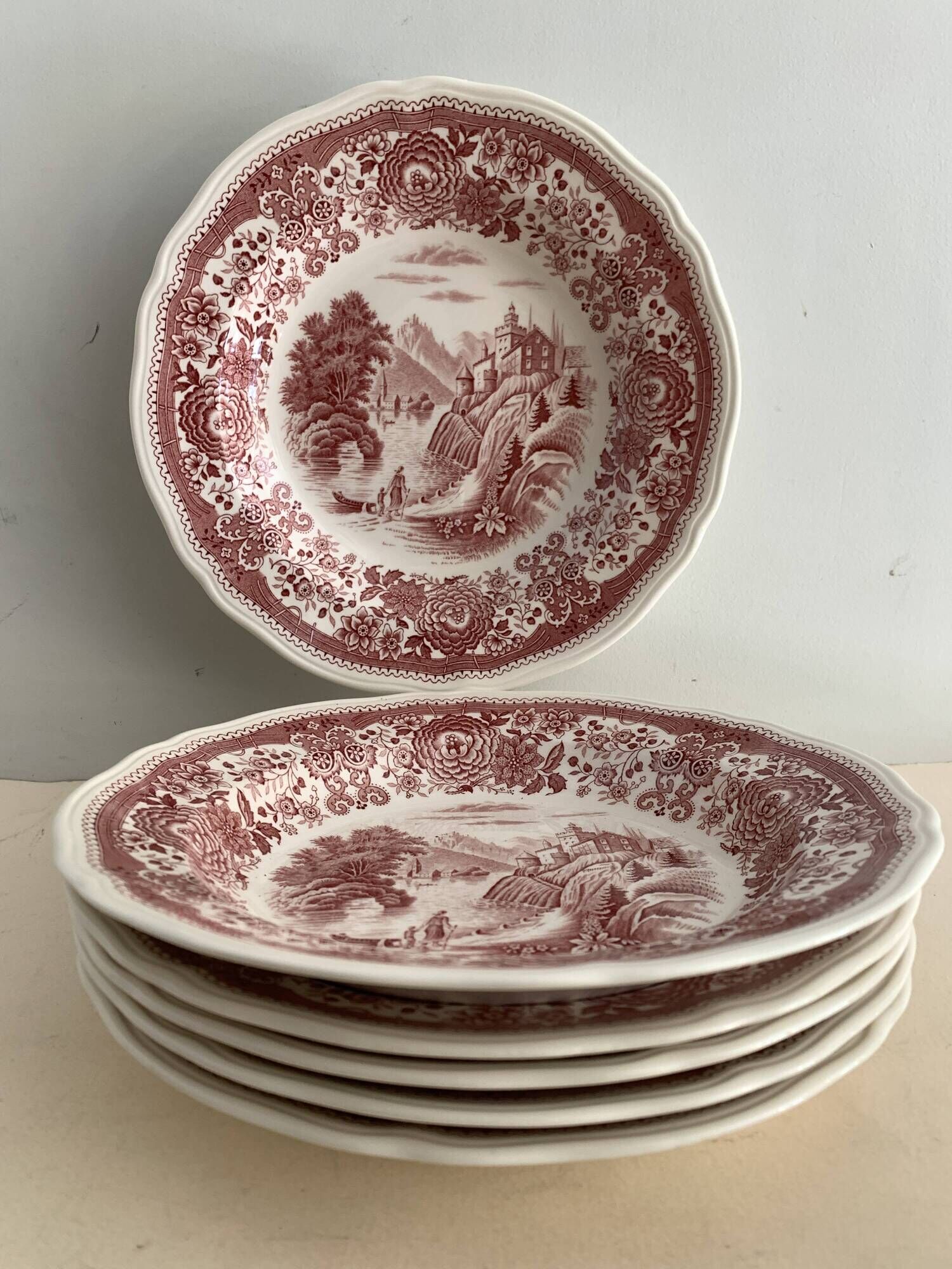 6 hollow plates Villeroy and Boch, red Burgenland model