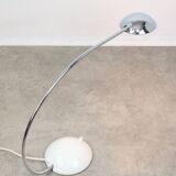Vintage arc table lamp in white and chrome from meblo, 1980s
