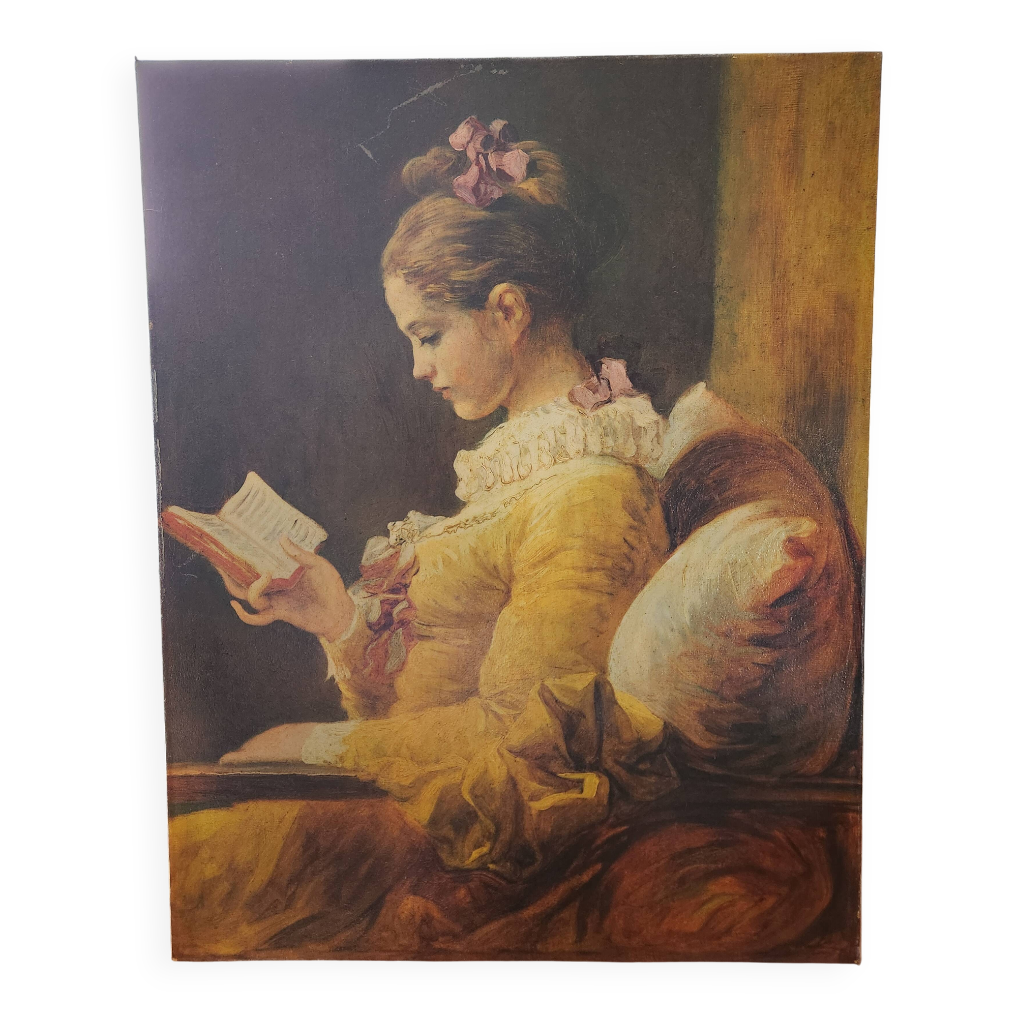 Old Table "The Reader" – Oil on Canvas – 18th Century Style