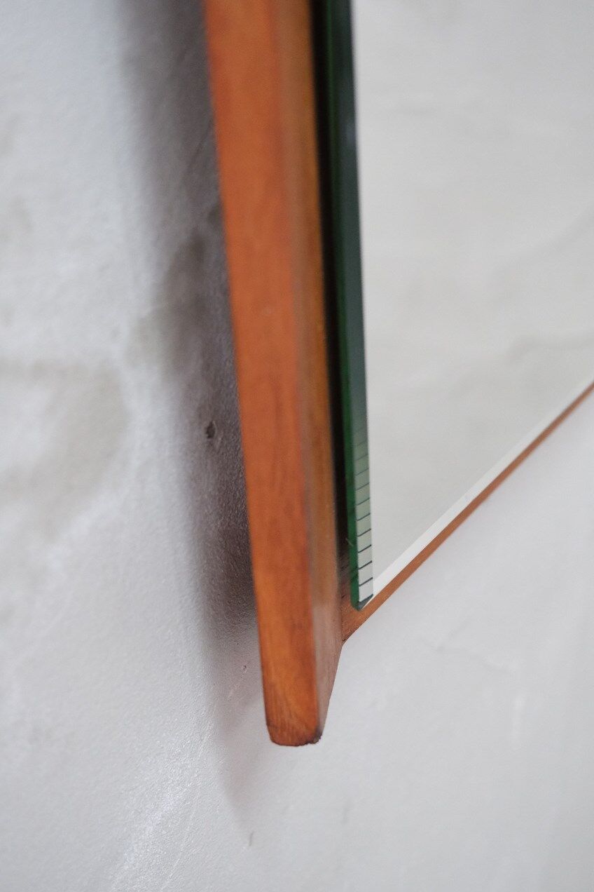 Mid-Century German teak wall mirror from FF Geschliffen , 1960s