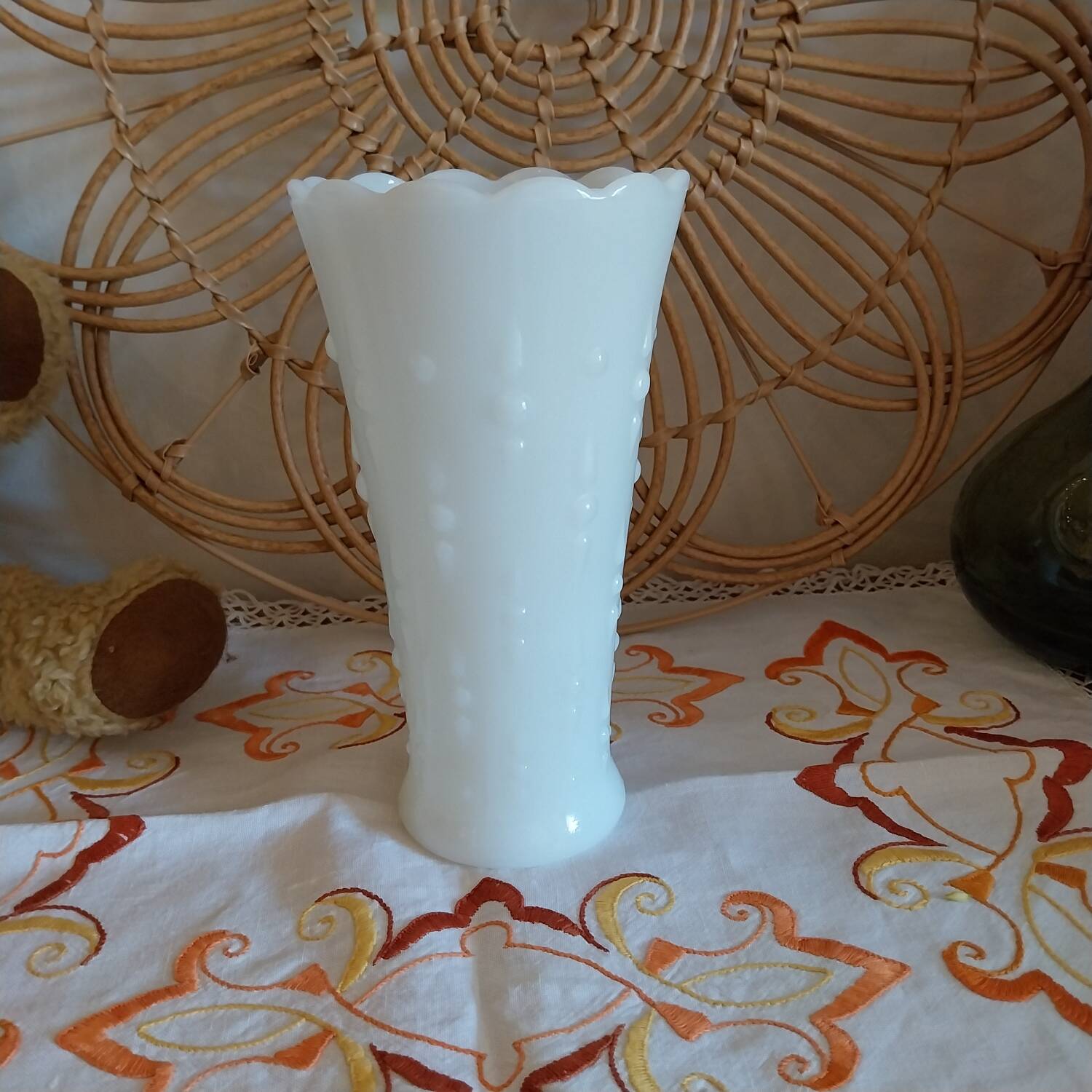 Vintage white opaline vase