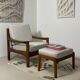 Danish teak armchair and ottoman, 1960s