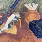 Oil on hardboard, signed still life, 1955