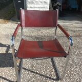 Set of 6 brown leather armchairs