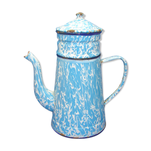 Cafetière émaillée décor bleu