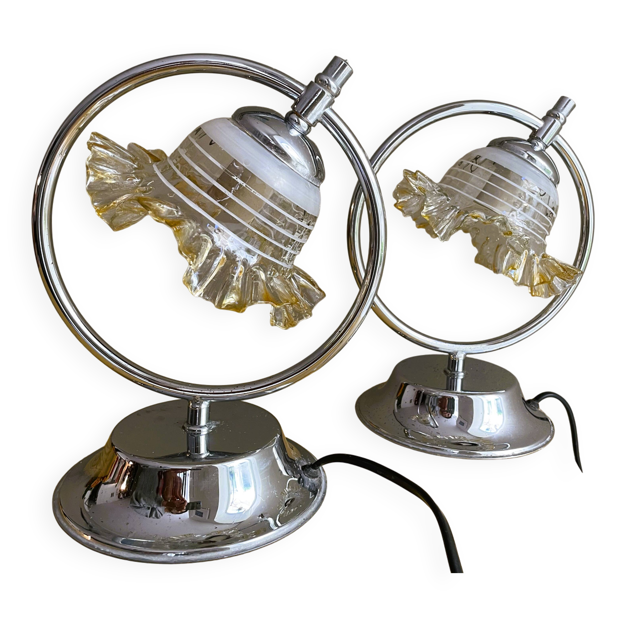 Pair mid century modern bedside lamps