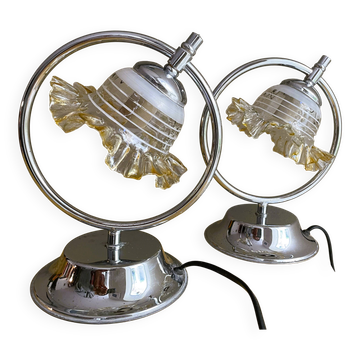Paire de lampes de chevet mid-century modernes