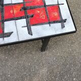 Vintage coffee table metal and lava stone