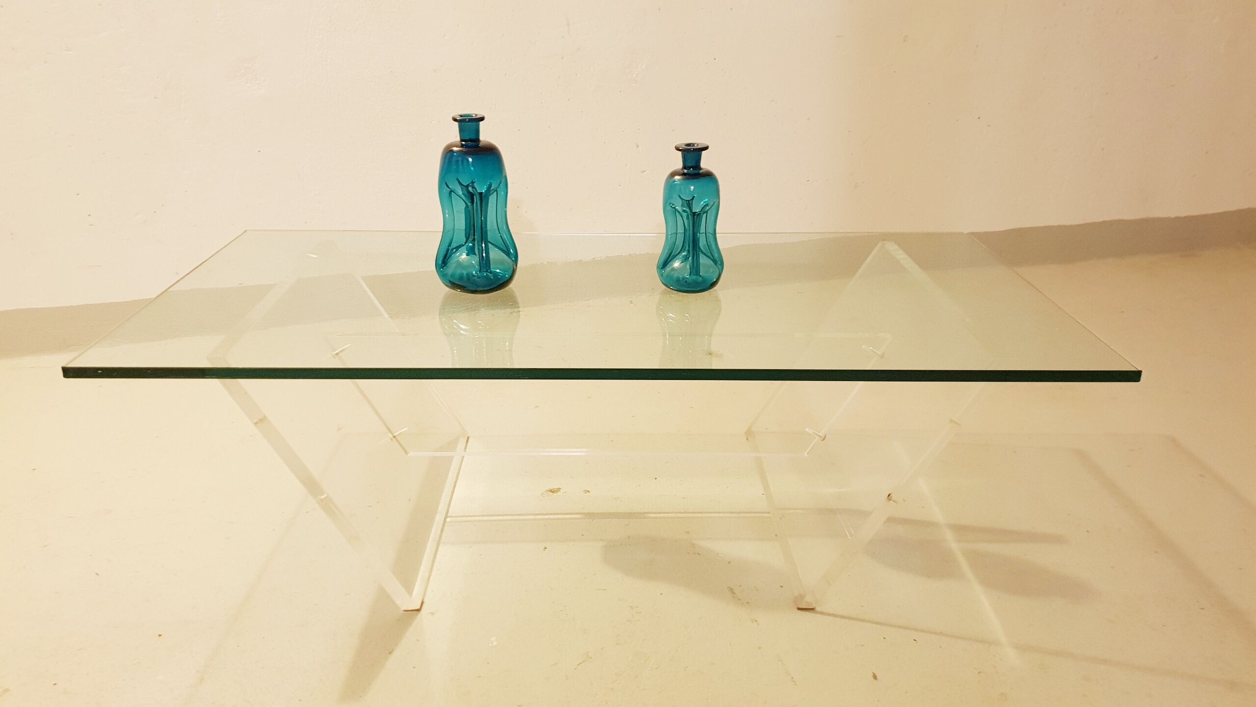 Glass and plexiglass coffee table 1970