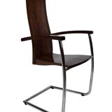 Ensemble vintage de quatre chaises design en hêtre massif chrome